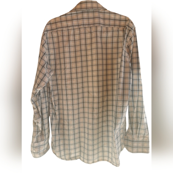 Bristol & Bull Brown, Light Blue, Tan and White Checkered Mens Shirt Size L - Picture 3 of 8